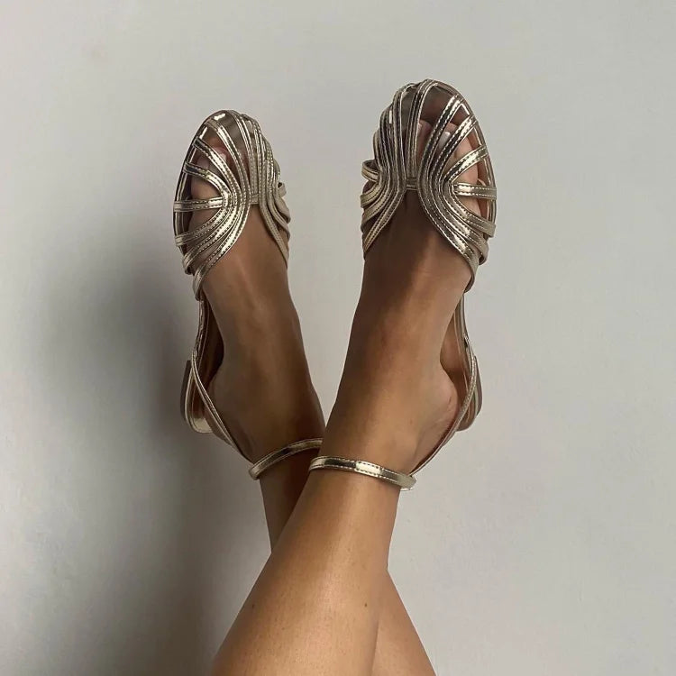Victoria | Sandalias Joya Doradas