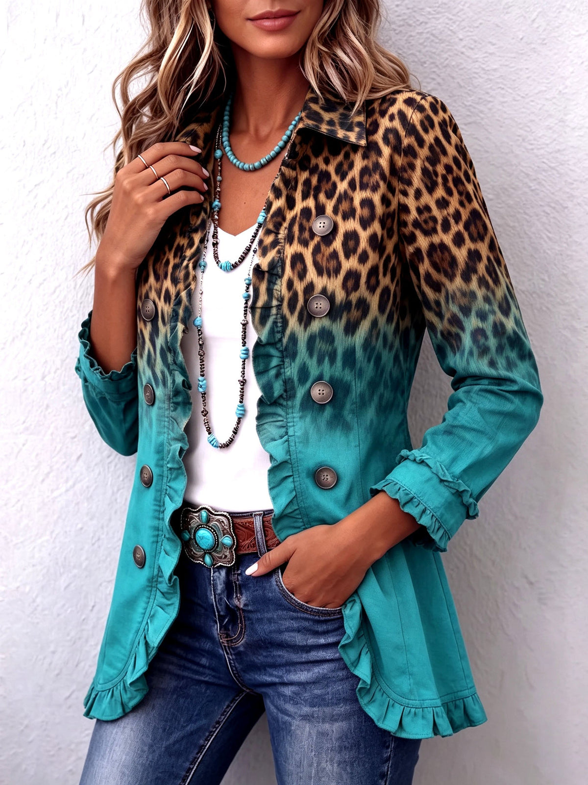 Mercedes | Chaqueta Blazer Leopardo Degradado