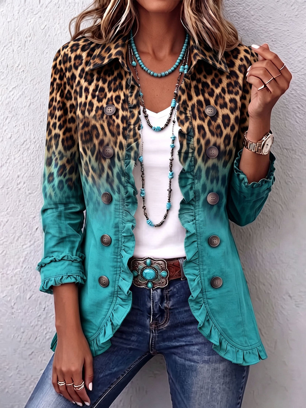 Mercedes | Chaqueta Blazer Leopardo Degradado